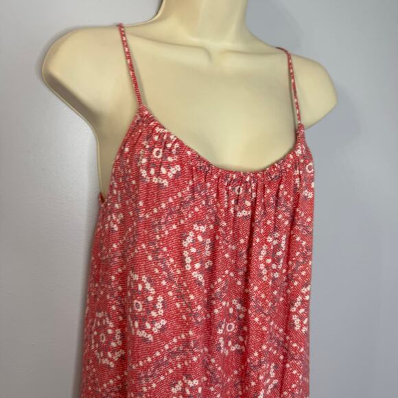 Rails Linen Blend Spaghetti Strap Sun Midi Dress Red Pattern Beach Vacation XS - Picture 3 of 11